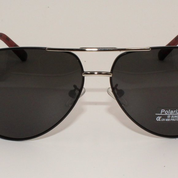 Polarized Aviator Black Metal Frame Sunglasses Unisex - Picture 2 of 6